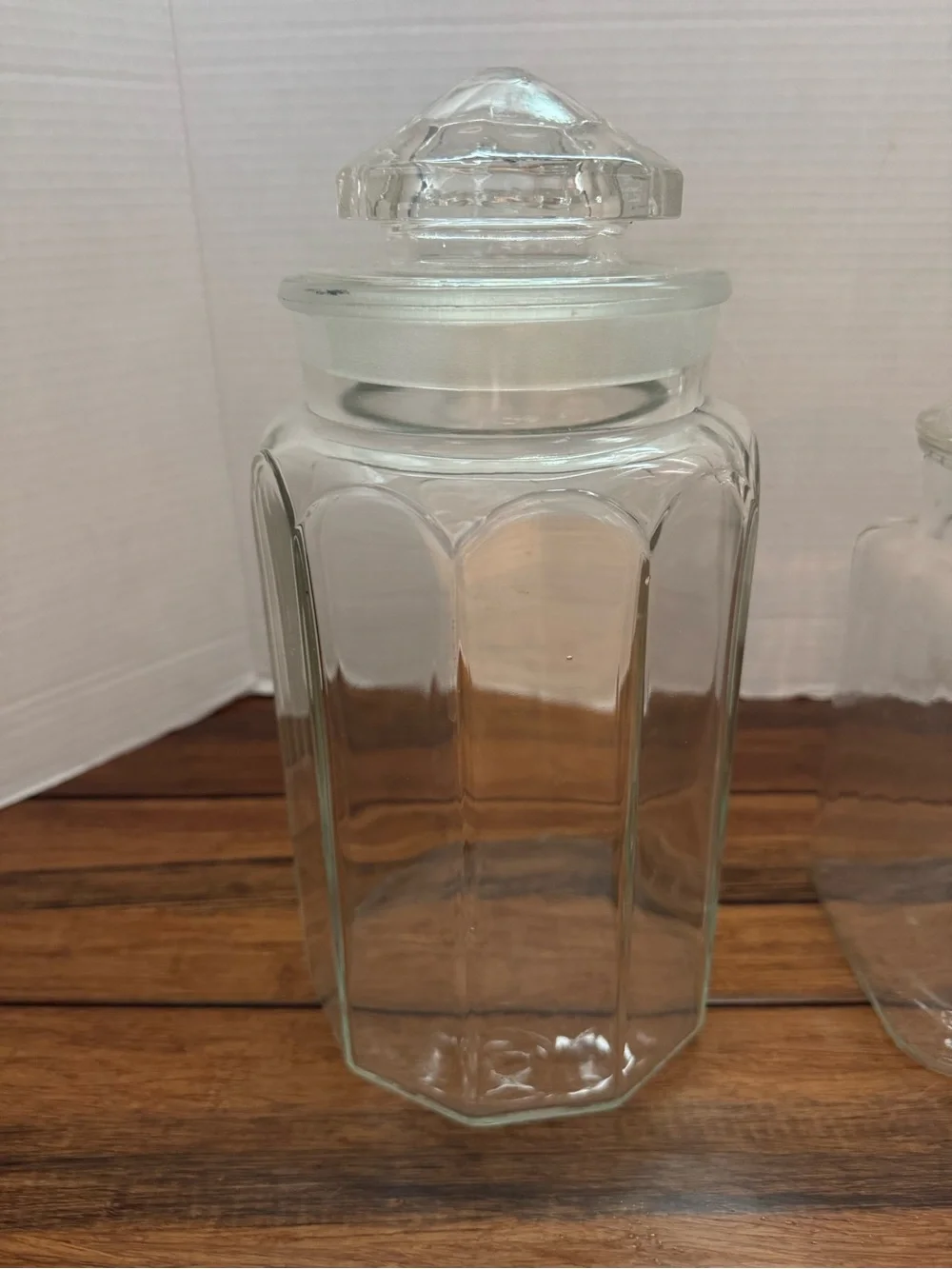 Vintage Set of 2 Glass Canisters with Lids